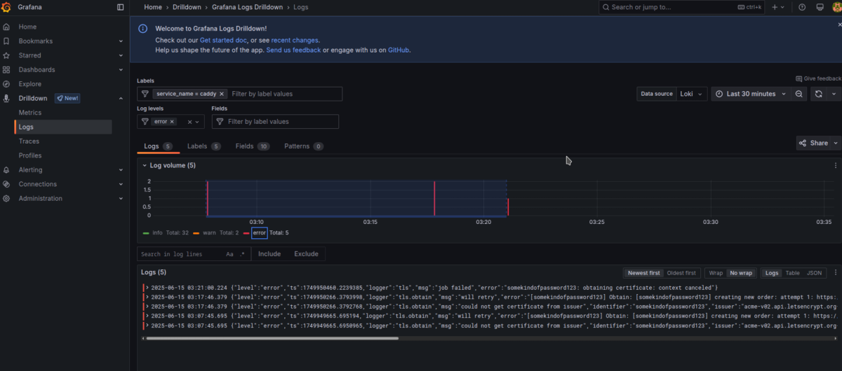 Filtering logs