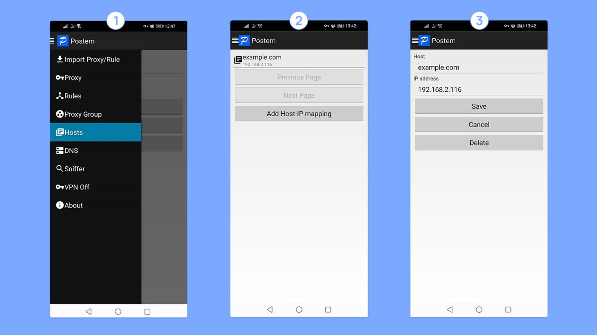 Adding a domain name on Android